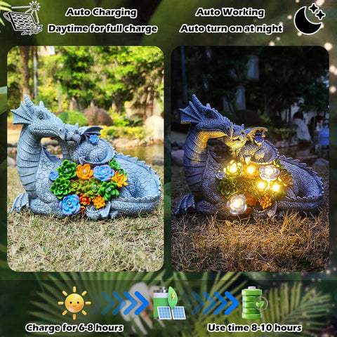 Yardancer dragon statue for garden decor, ideal for patios, balconies, and yard corners.