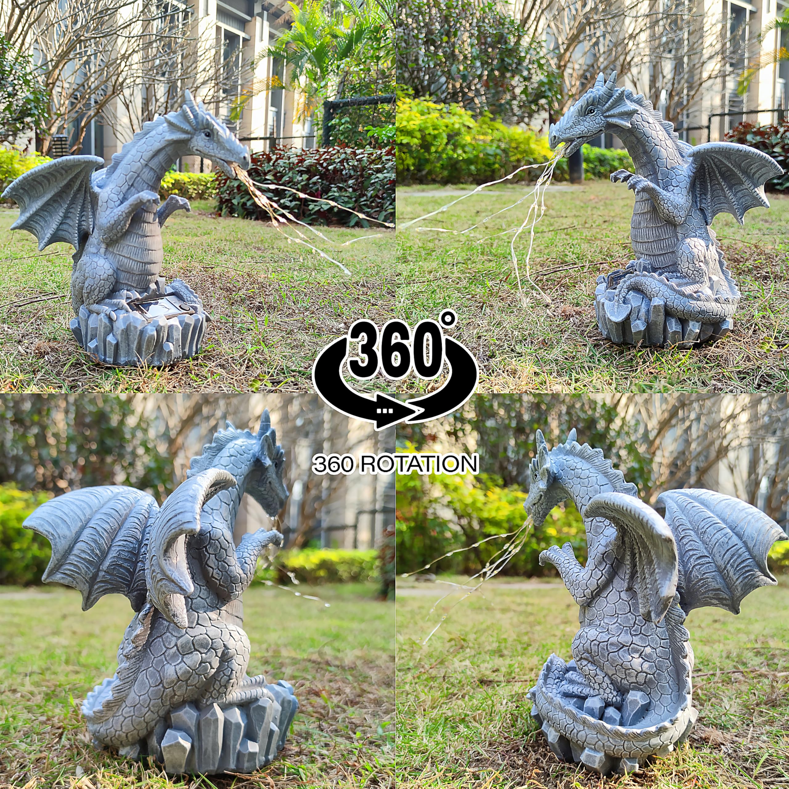 Yardancer dragon statue front view highlights weather-ready design for year-round use.