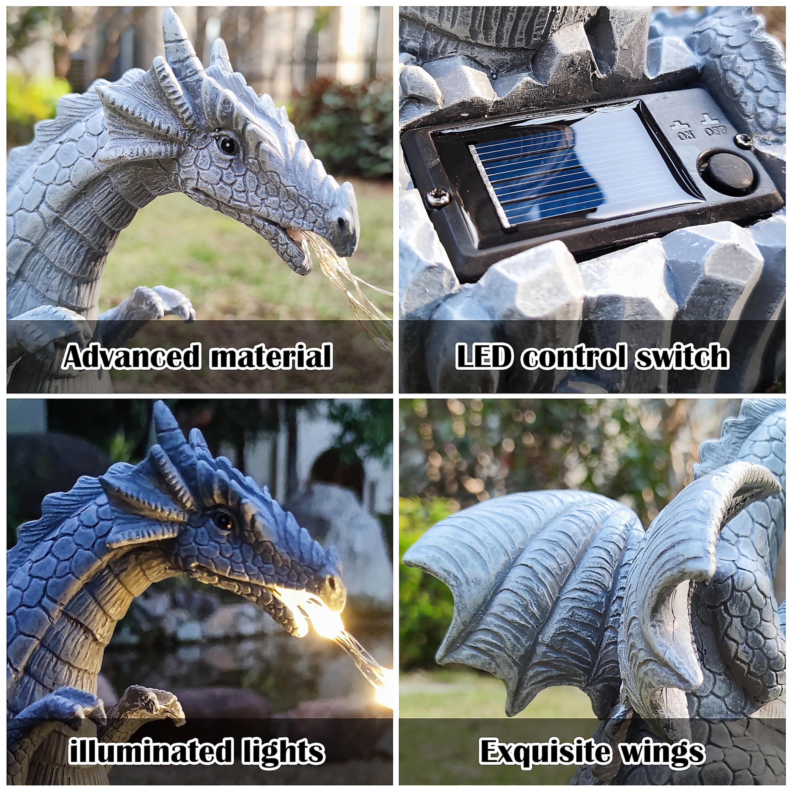 Yardancer dragon backyard decor complements gardens and walkways with a subtle glow.