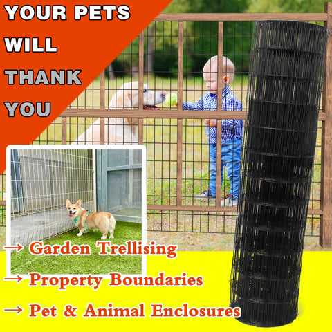 Yardbliss PVC-coated wire mesh protects beds and shrubs from small animals.
