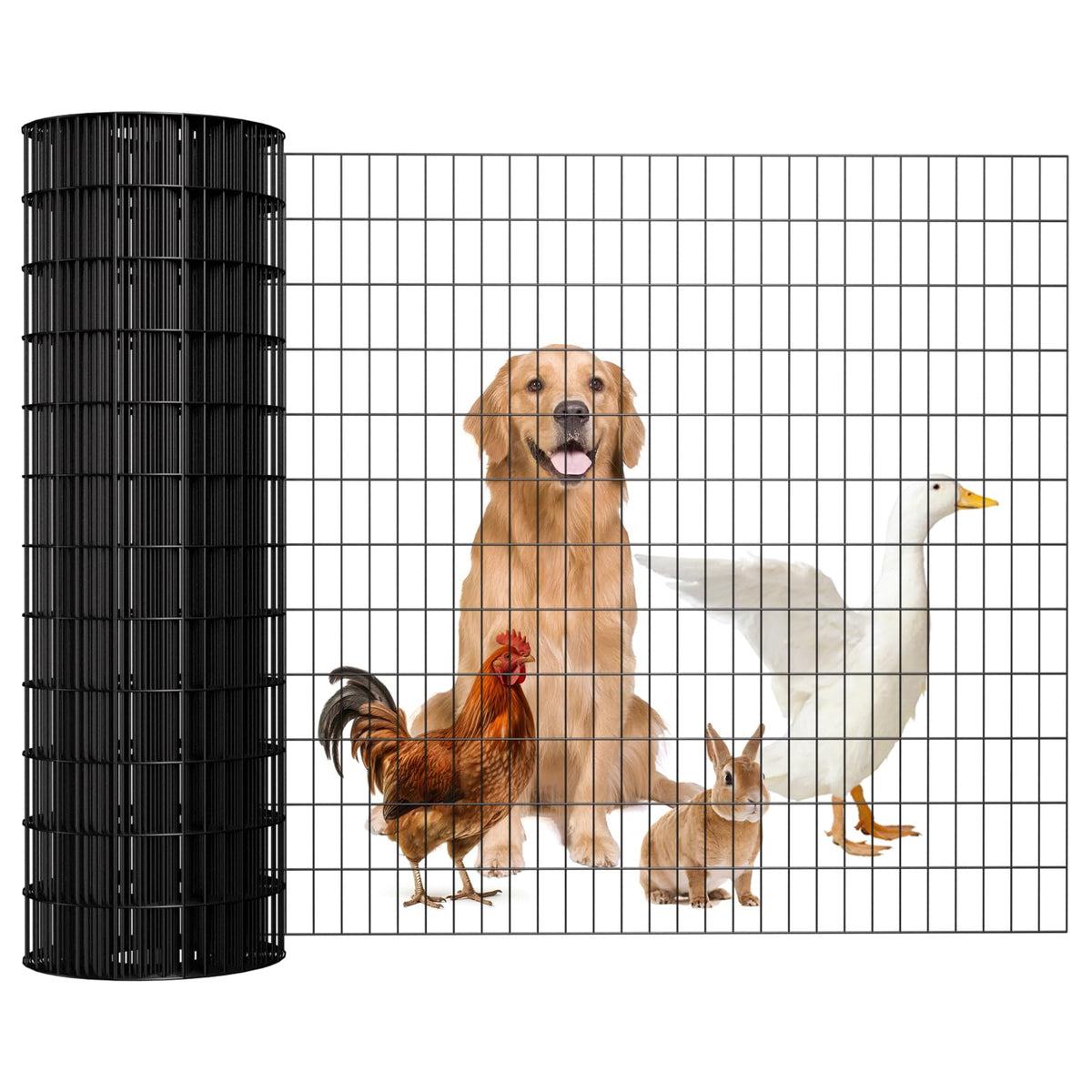 Yardbliss welded wire fence roll 48in x 50ft with black coating for durable outdoor use.
