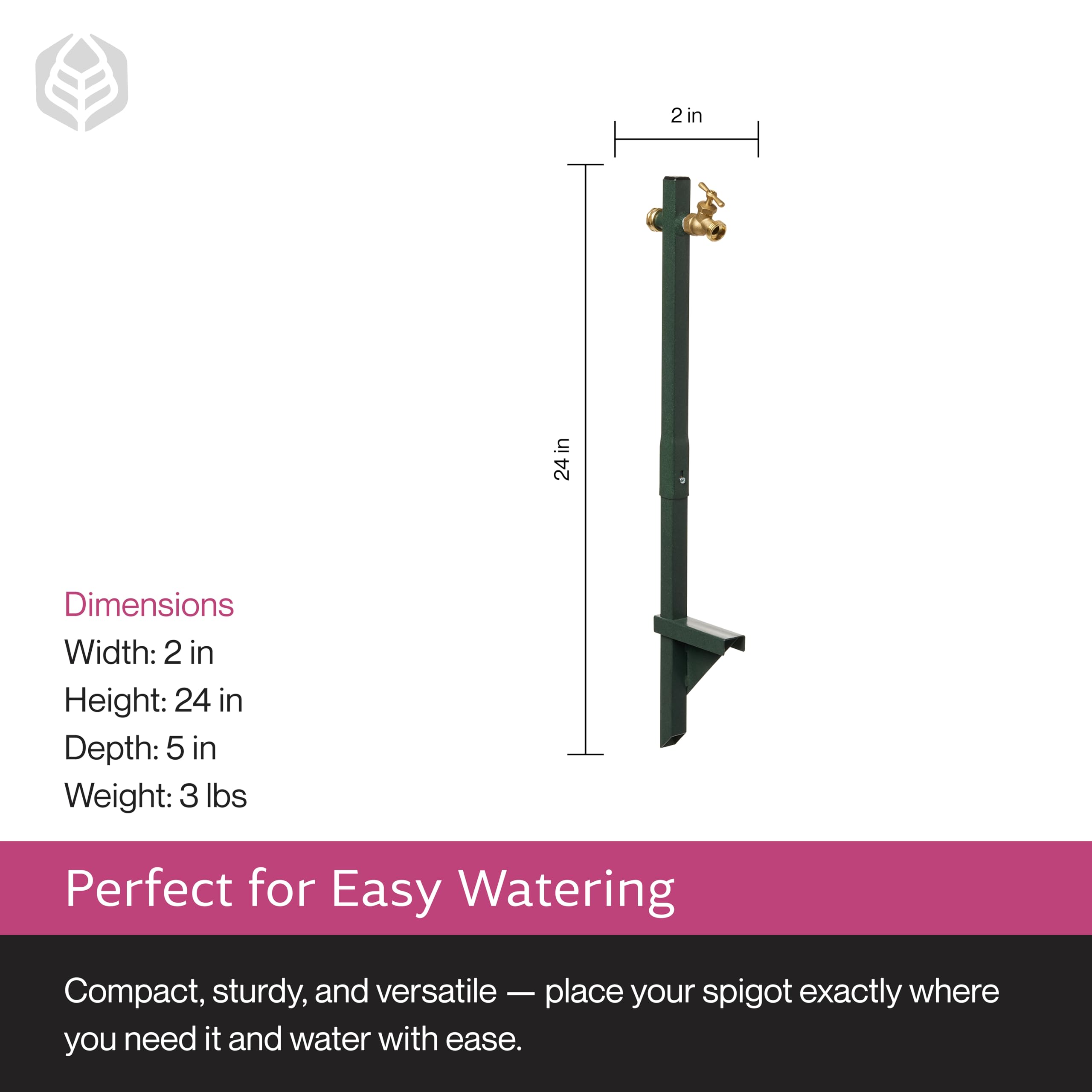 Yard Butler hose bib extender anti-kink design helps prevent hose tangling.