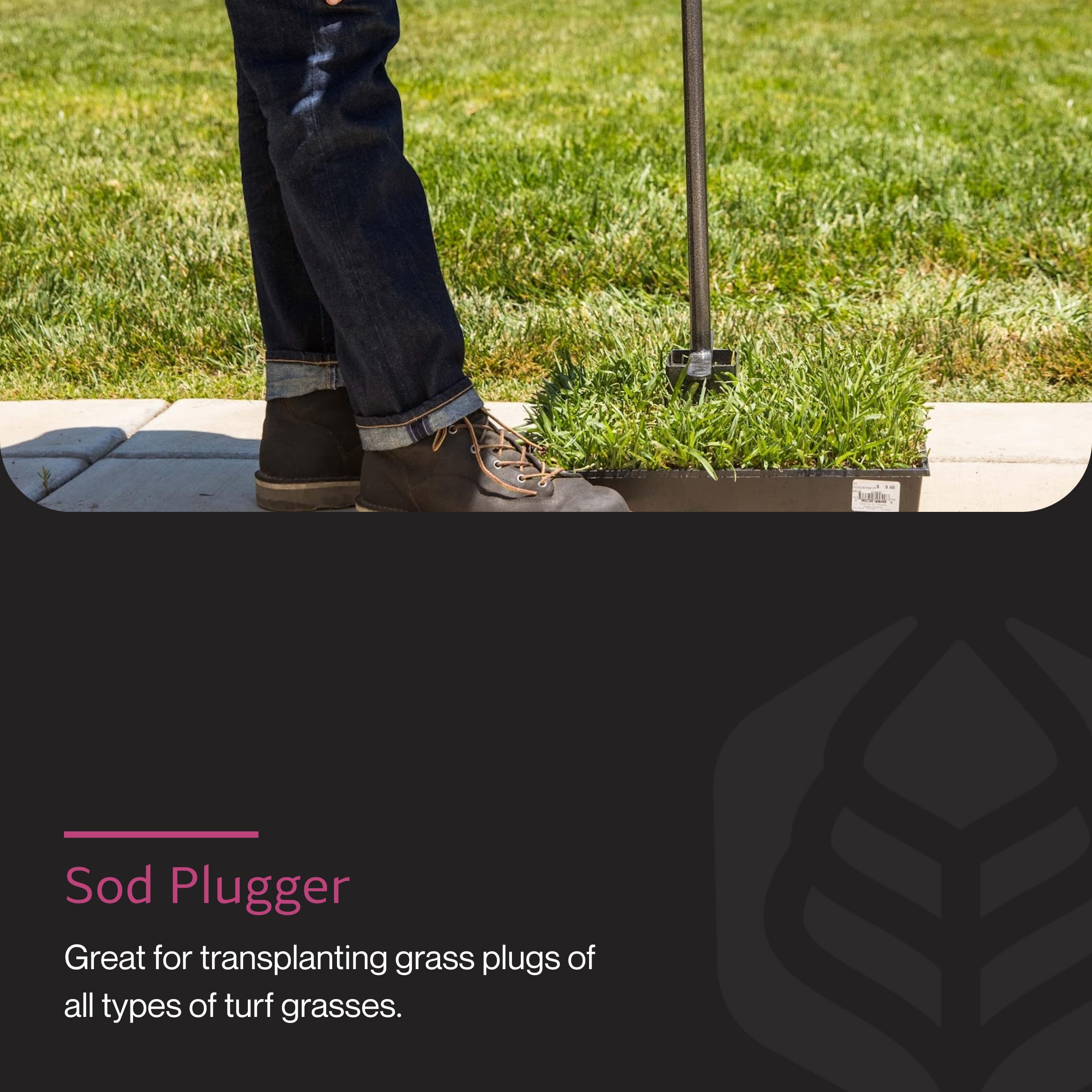 Yard Butler 3x3-inch plug cutting blade ensures consistent plugs for quick lawn repair.