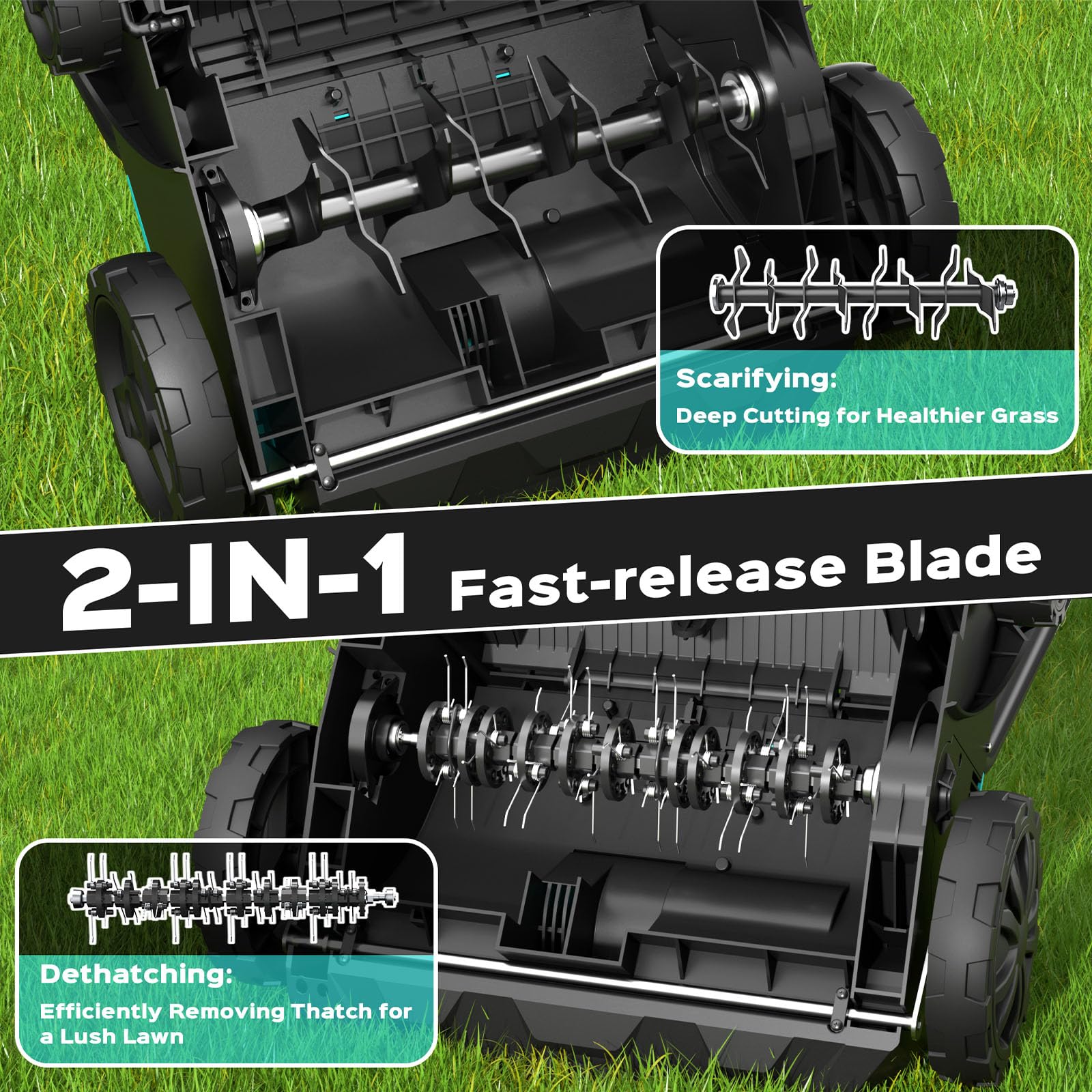YARDCARE 12amp motor providing steady power through tough thatch