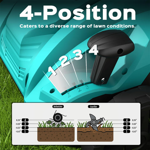 YARDCARE 2in1 dethatcher-scarifier in use for versatile lawn care