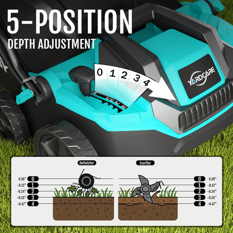 YARDCARE depth-adjustment dial close-up enables tailored lawn treatment