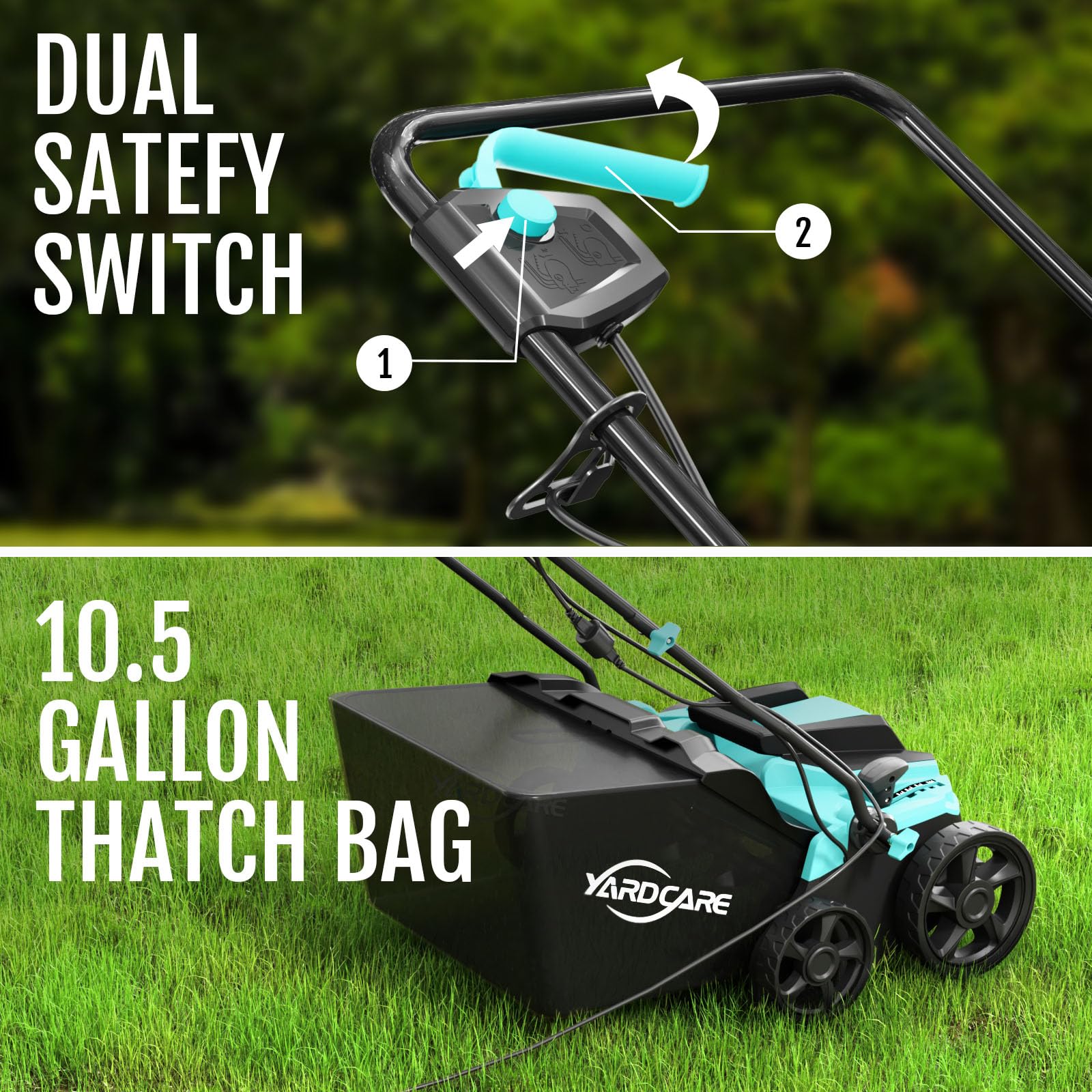 YARDCARE 13-amp motor powers dense thatch with steady performance