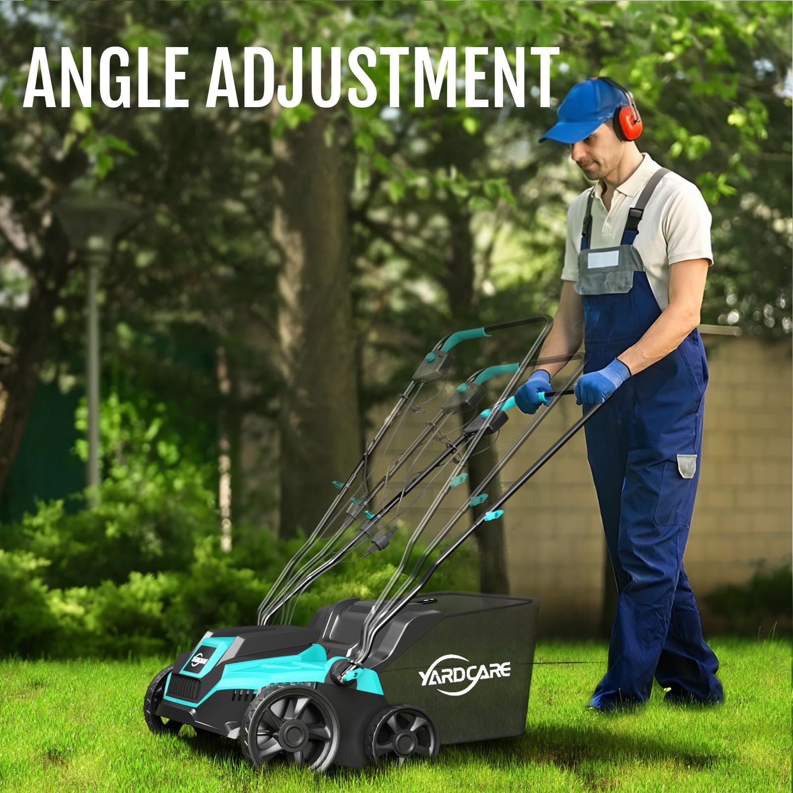 YARDCARE wheels provide stable maneuverability on uneven terrain