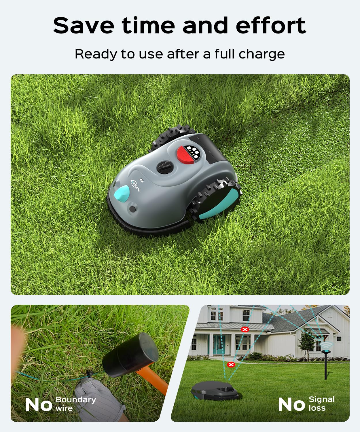 YARDCARE V100 adjustable cutting height handles varying turf conditions.