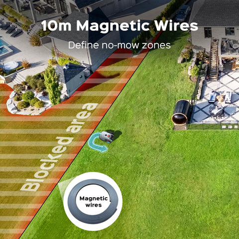 YARDCARE V100 collision sensors protect garden features during mowing.