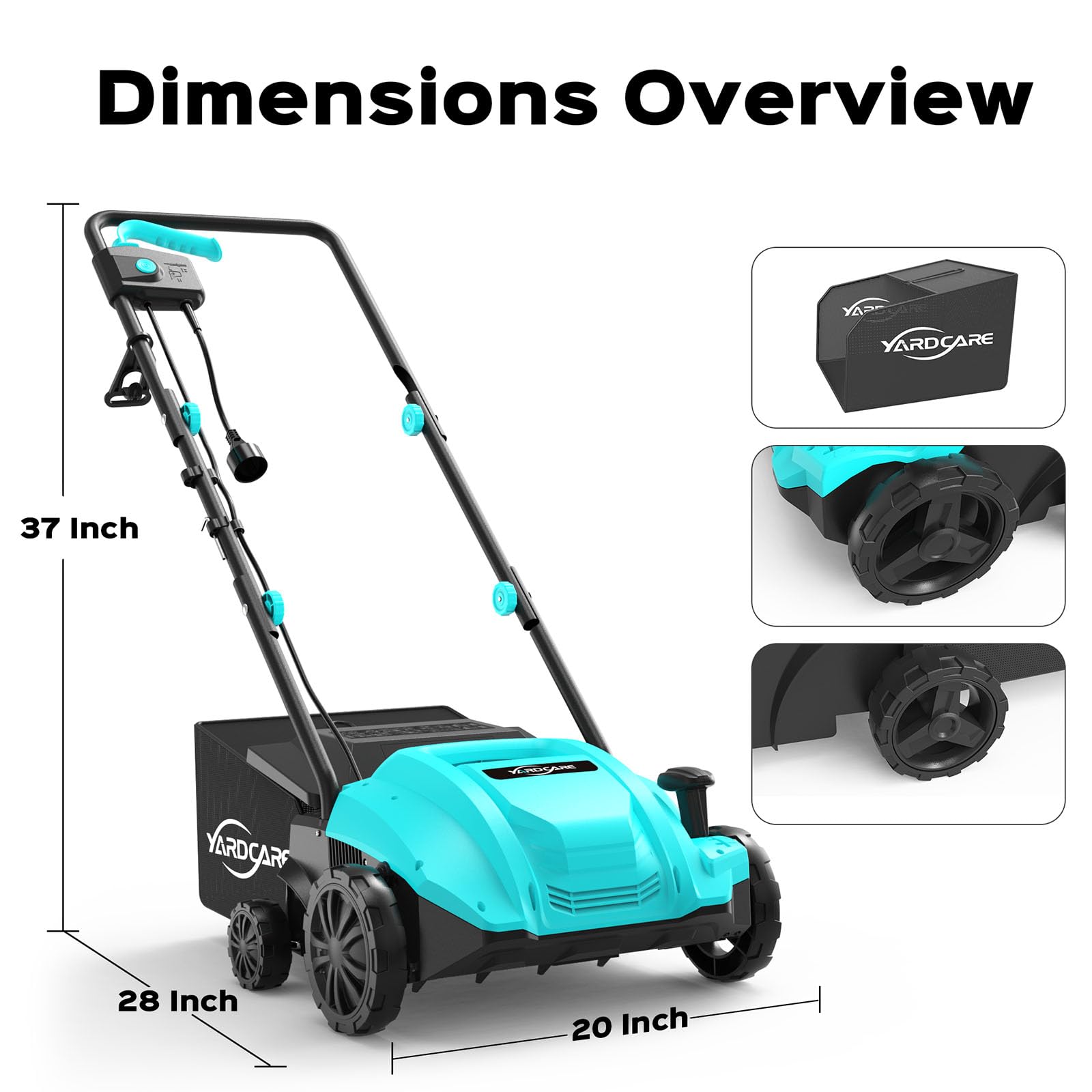 YARDCARE wheels enable smooth, effortless lawn maneuvering