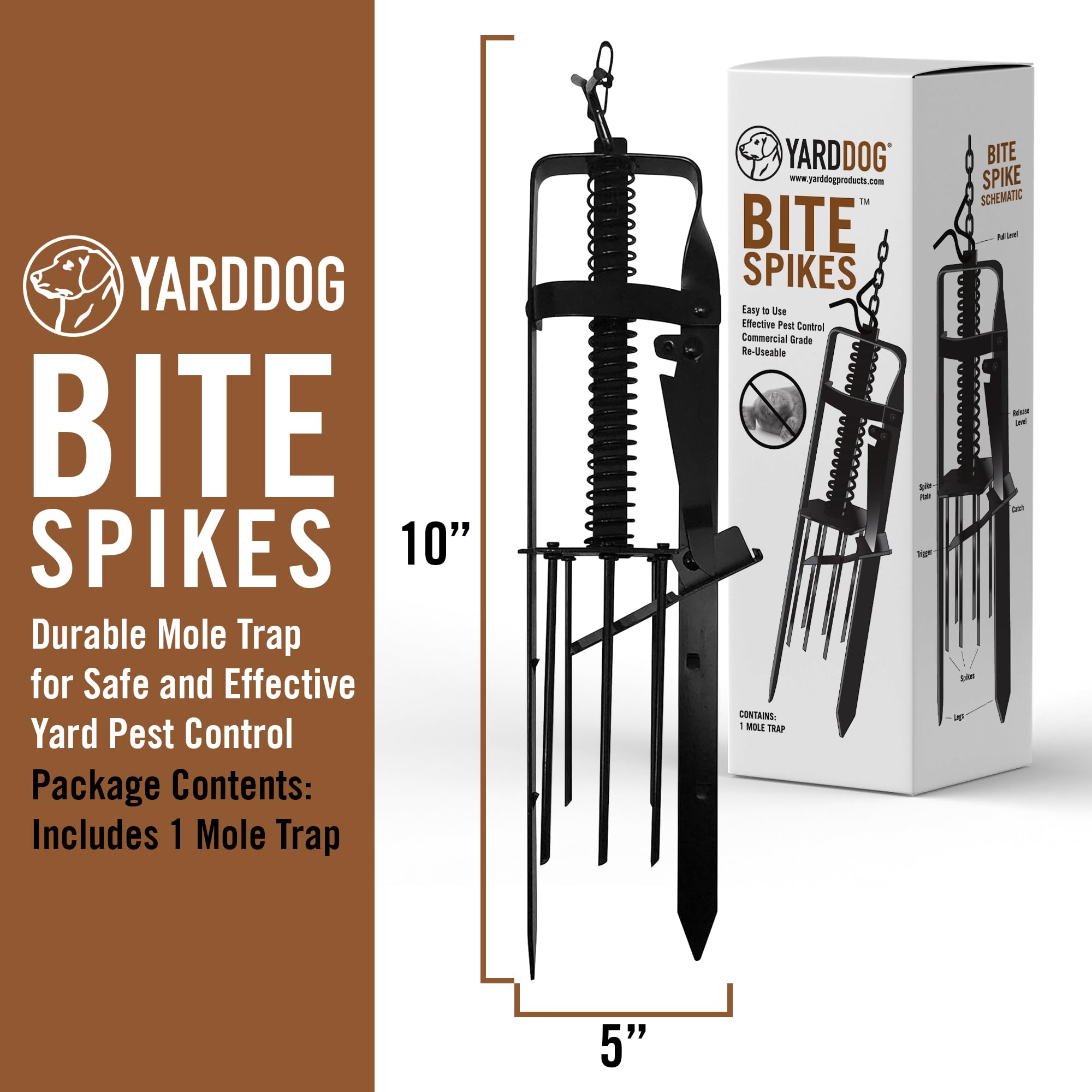 YARDDOG Commercial-Grade Steel Mole Trap built to endure repeated use in lawns.