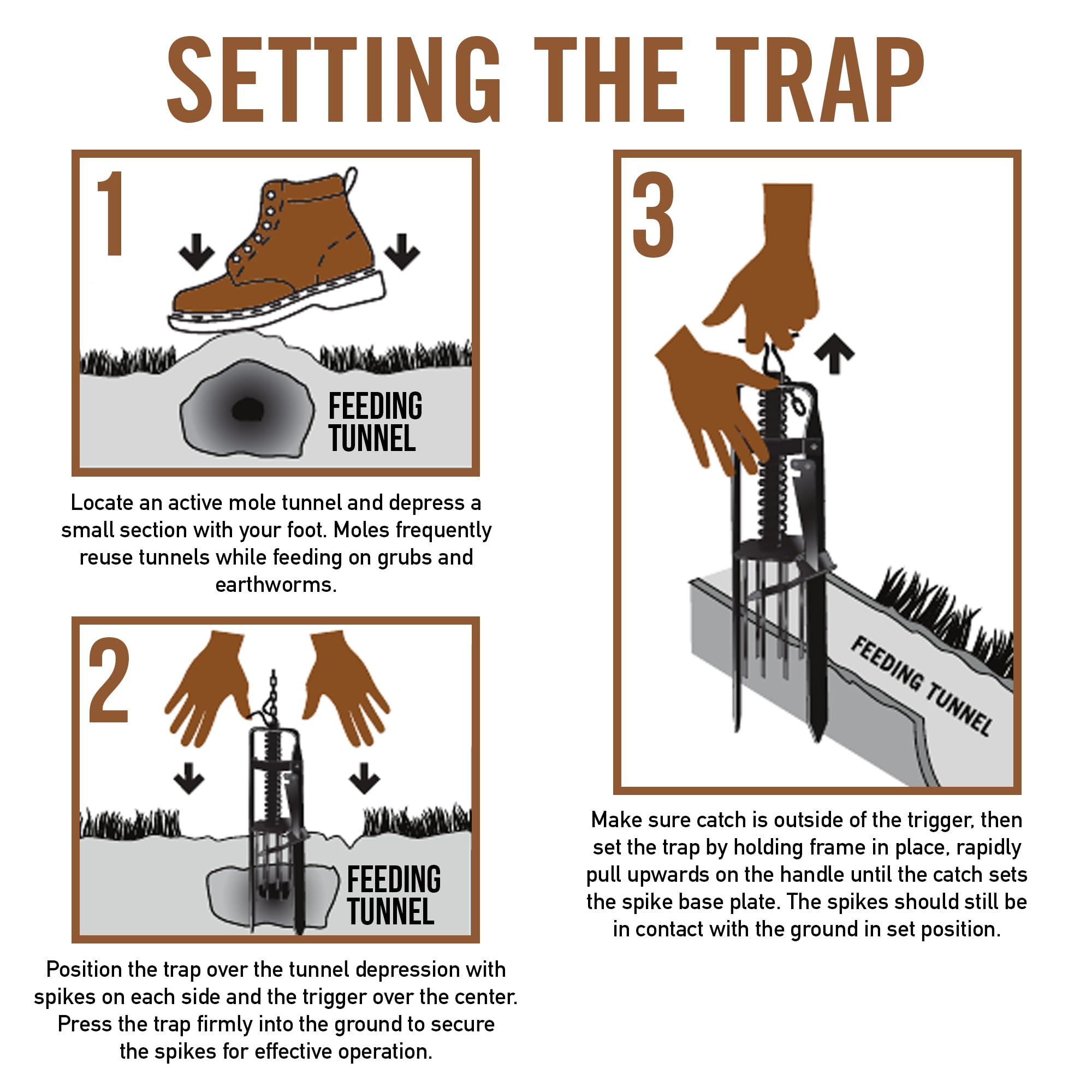 YARDDOG Easy-Setup Plunger Mole Trap simplifies placement for busy homeowners.