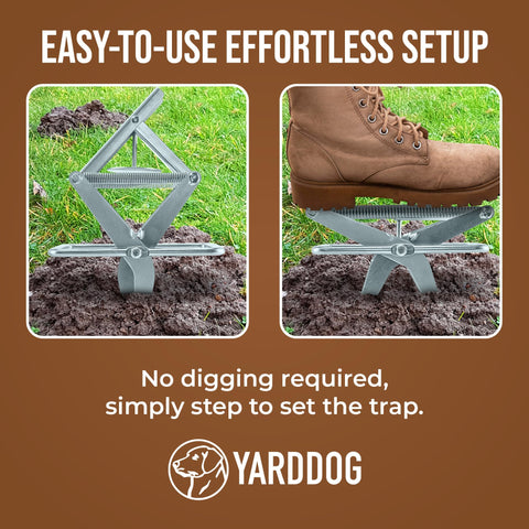 YARDDOG mole trap in a garden setting for pest management.