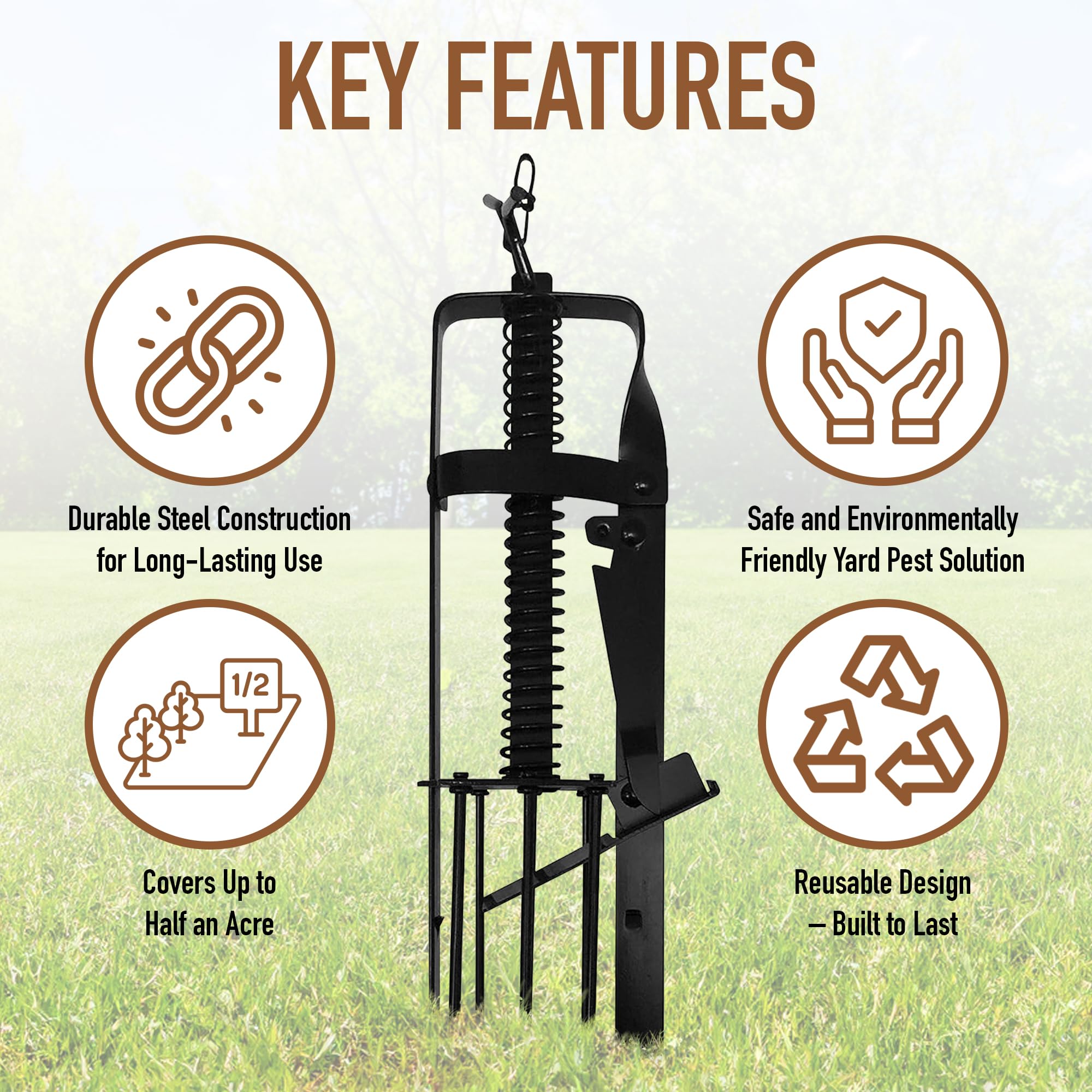 YARDDOG Rust-Resistant Mole Trap keeps performance steady season after season.