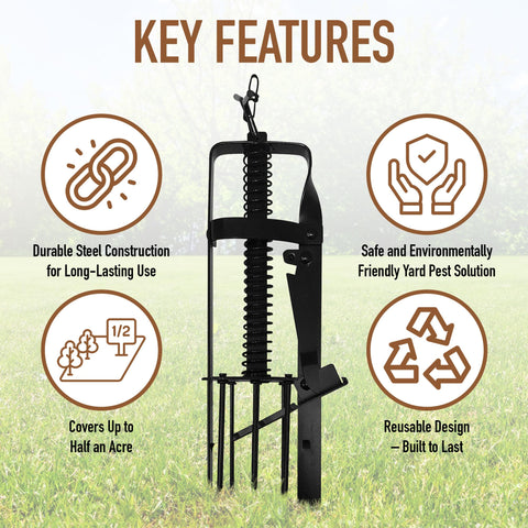 YARDDOG Rust-Resistant Mole Trap keeps performance steady season after season.