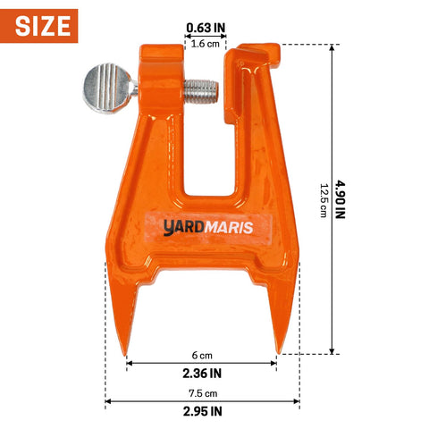 YARDMARIS stump vise jaws closeup shows rugged wear-resistant tips for solid grip