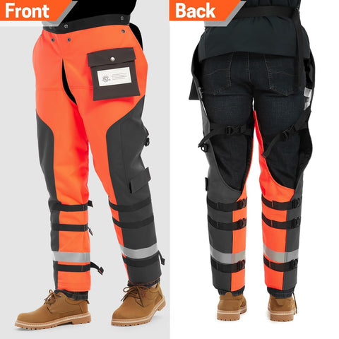 YARDMARIS UL Class A 8-layer chainsaw chaps rear view showing durable shell.