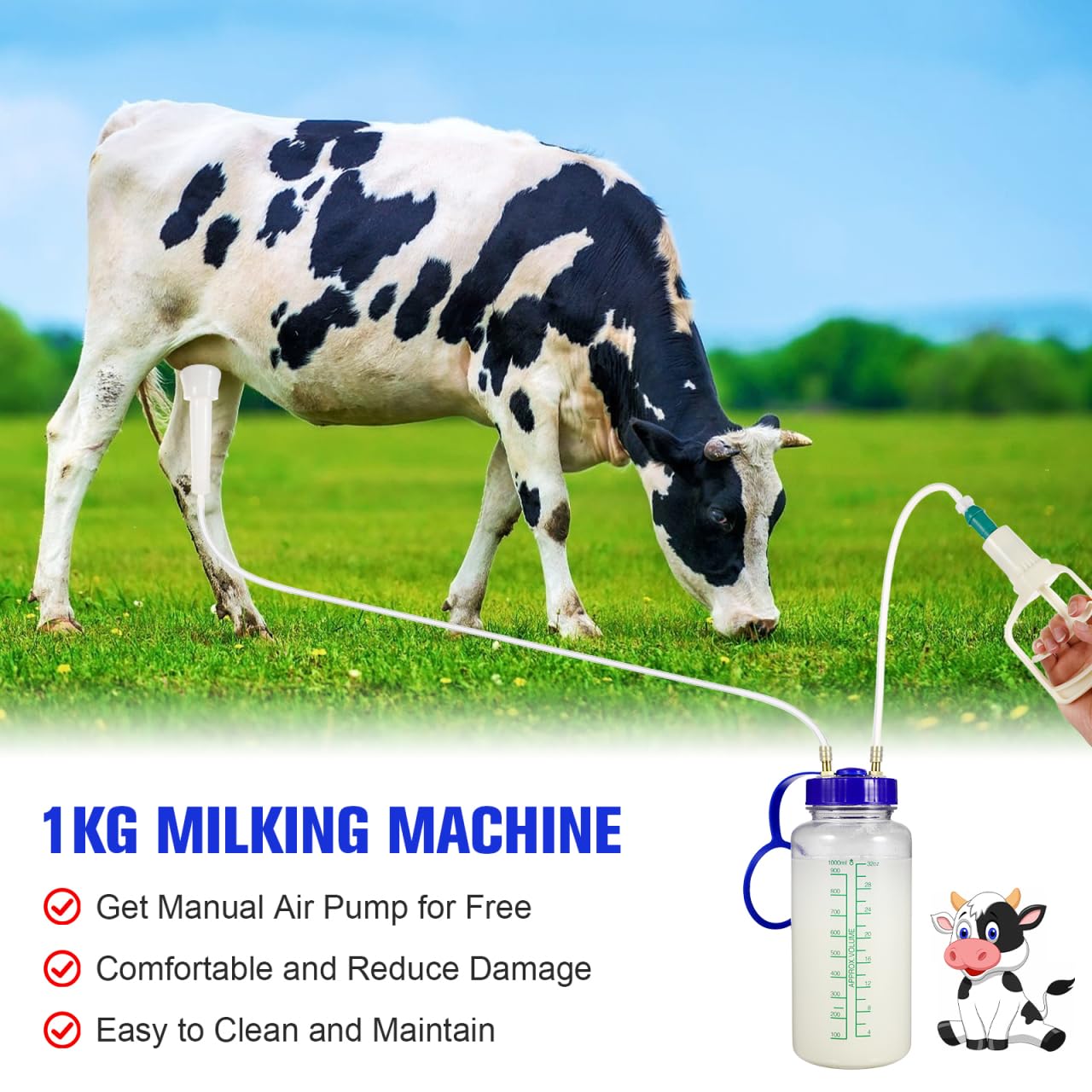 Yardwe portable milking kit with 1000ml bottle for on-farm milking anywhere.