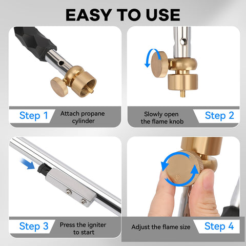 Yardwizard weed torch ergonomic handle ensures secure grip during use.