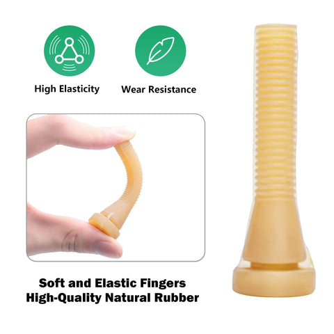 YardYield rubber fingers close-up highlights soft, elastic contact with poultry.