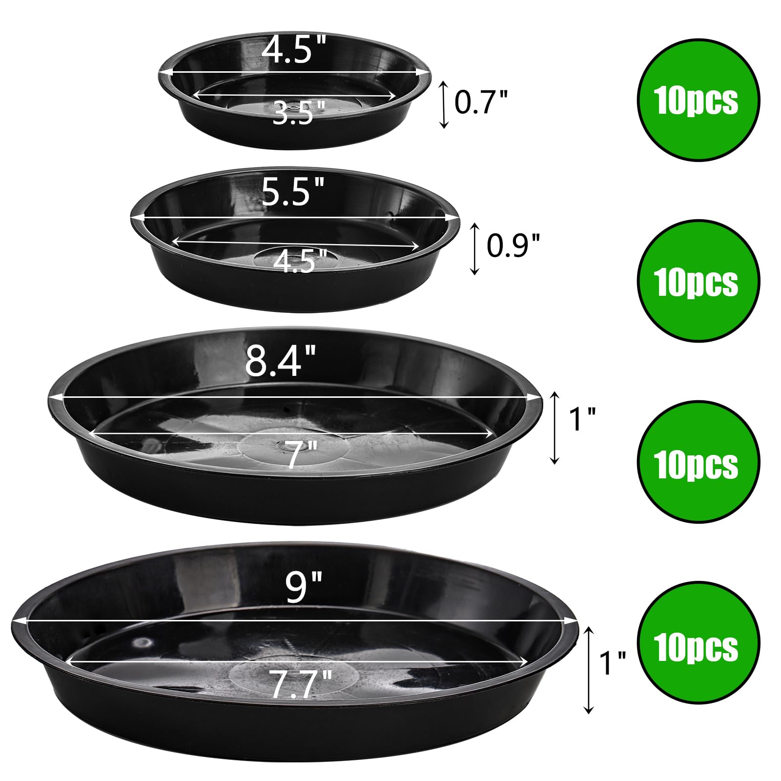 Yarlung 8.4-inch black plant saucer ideal for medium pots with tidy drainage