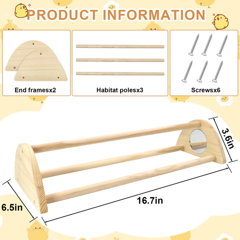 Yasdyri natural pine wood perch with smooth, rounded edges