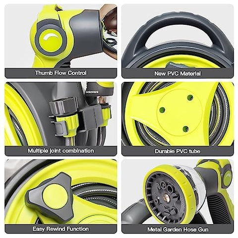 YASHINE compact hose reel case in green for easy storage