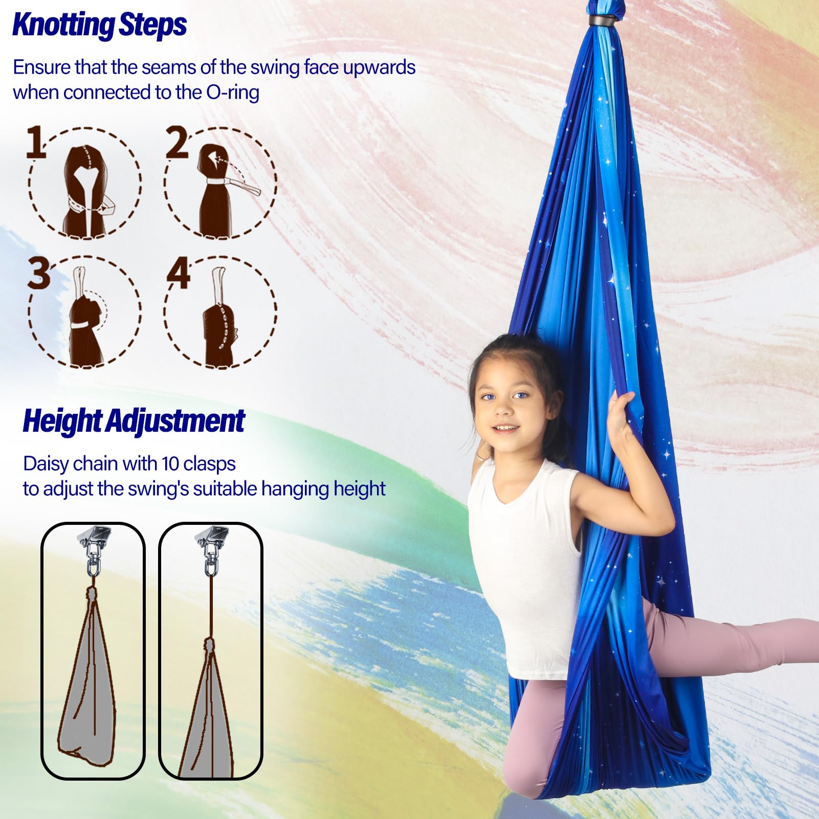 Yatoco sensory swing supports up to 300 pounds for kids and adults