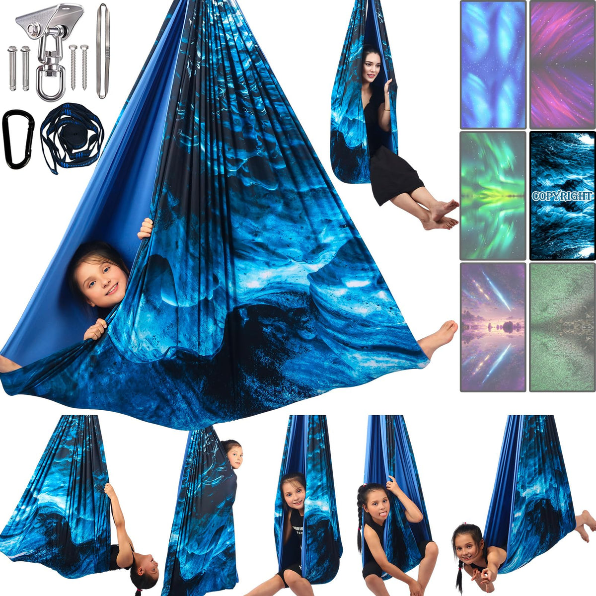 Yatoco Sensory Swing with 360 swivel hanger for versatile play indoors or outdoors