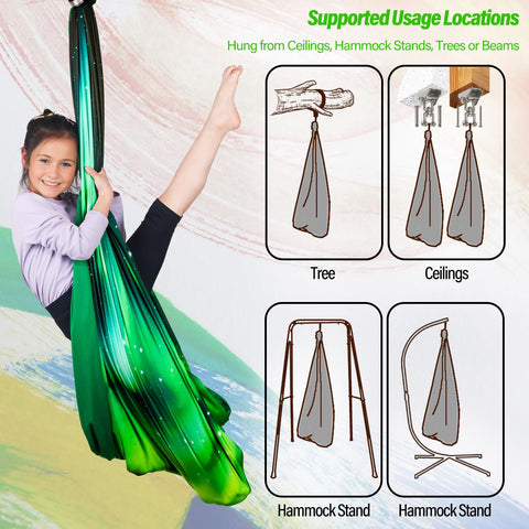 Yatoco Sensory Swing Aurora Green supports up to 300 lbs for all ages.