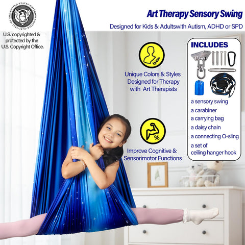 Yatoco sensory swing child enjoying hug-like cocoon
