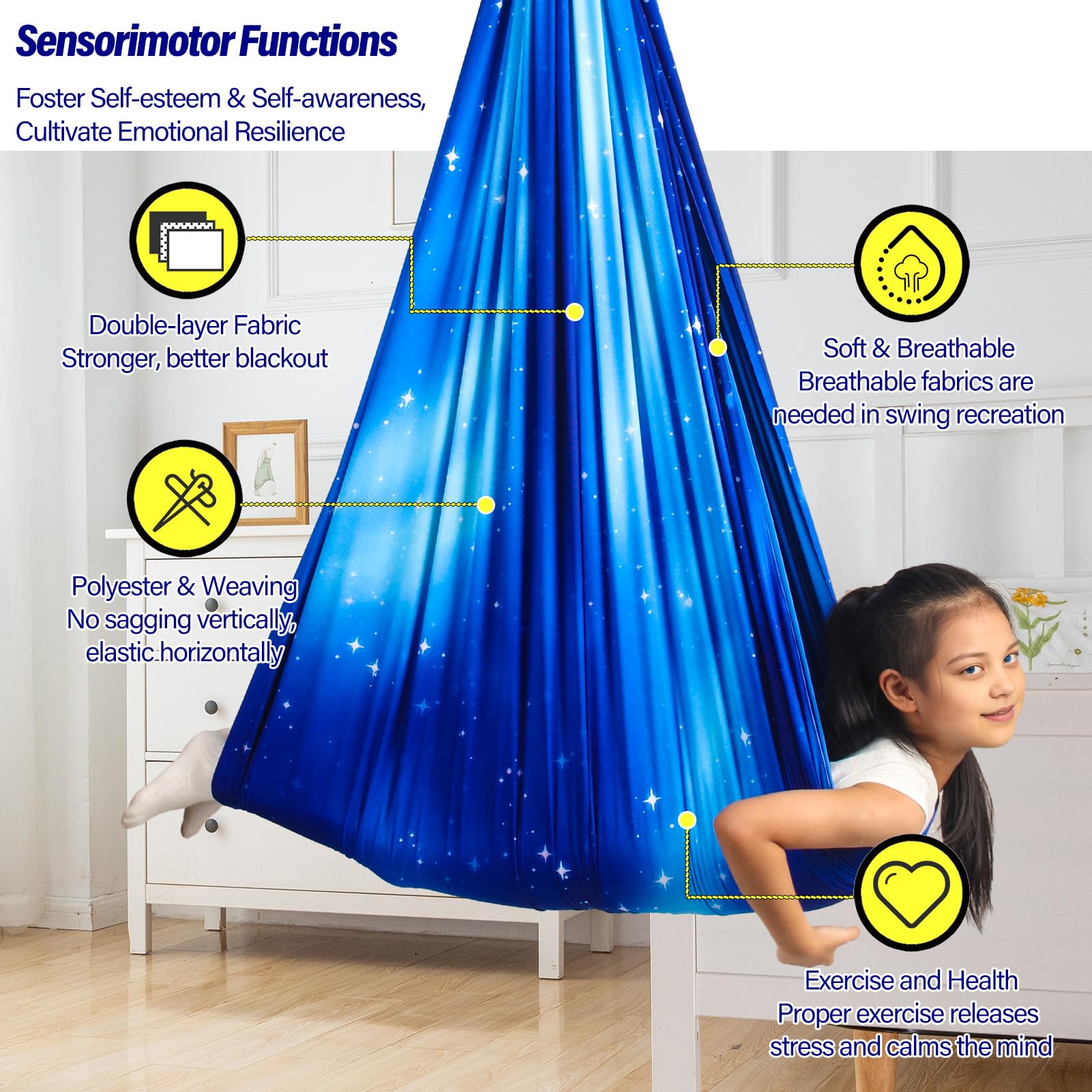 Yatoco sensory swing double-layer fabric for durability and comfort