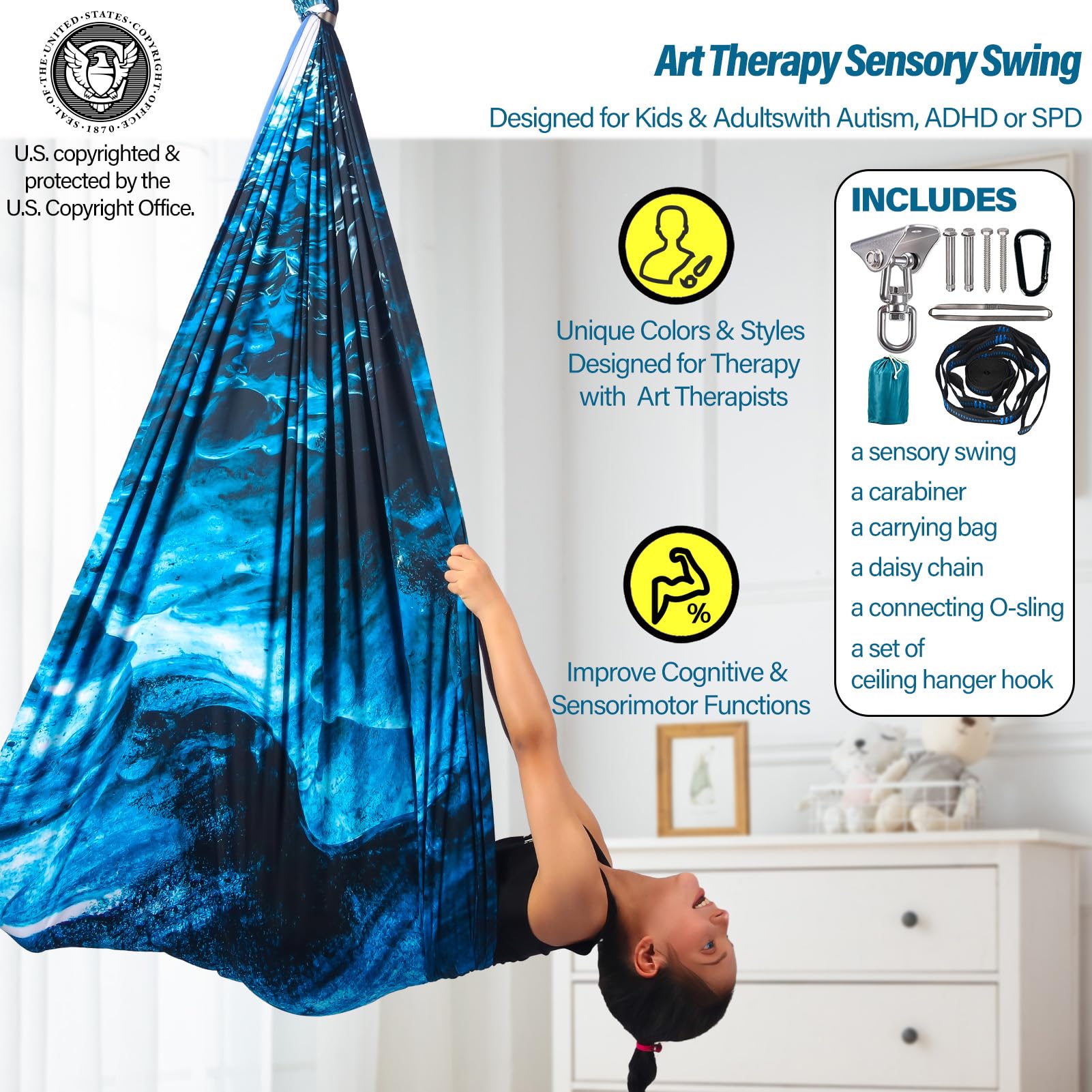 Yatoco Sensory Swing holds up to 300 lbs for kids and adults