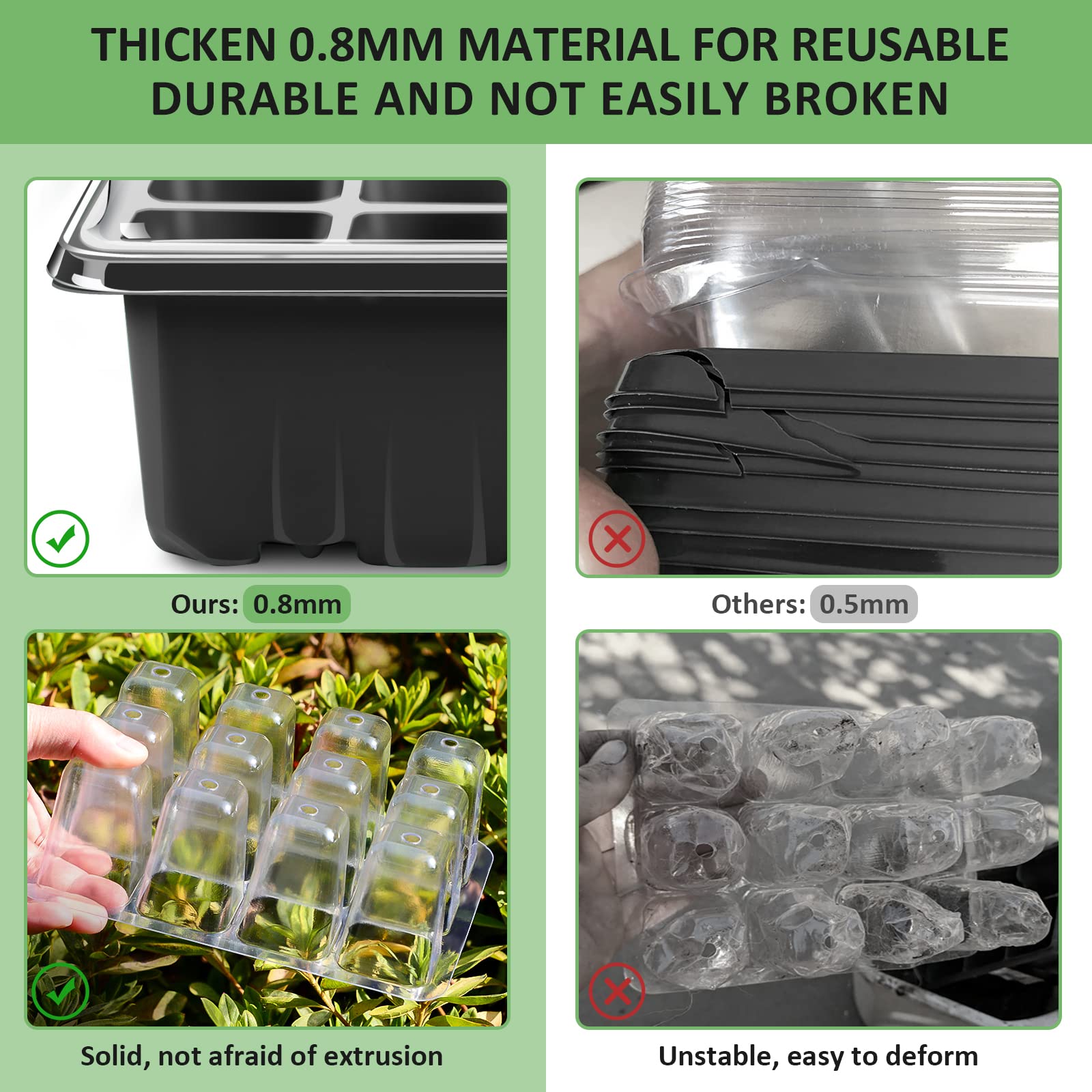 YAUNGEL adjustable humidity window helps maintain ideal moisture for germination.