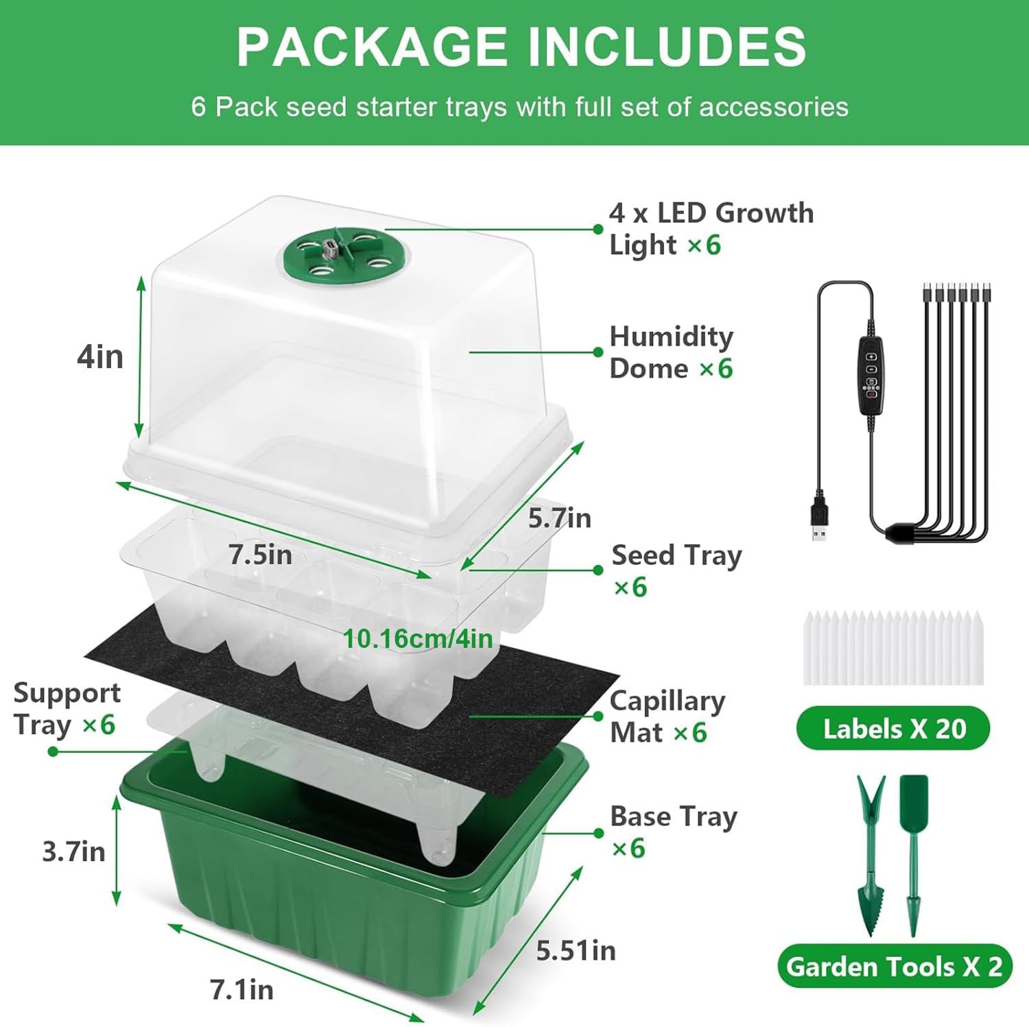YAUNGEL durable 8mm PVC tray offers reusable, long-lasting seed starting support.
