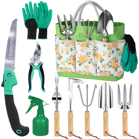 YAUNGEL garden tools set 10-in-1 complete kit for versatile, accessible gardening