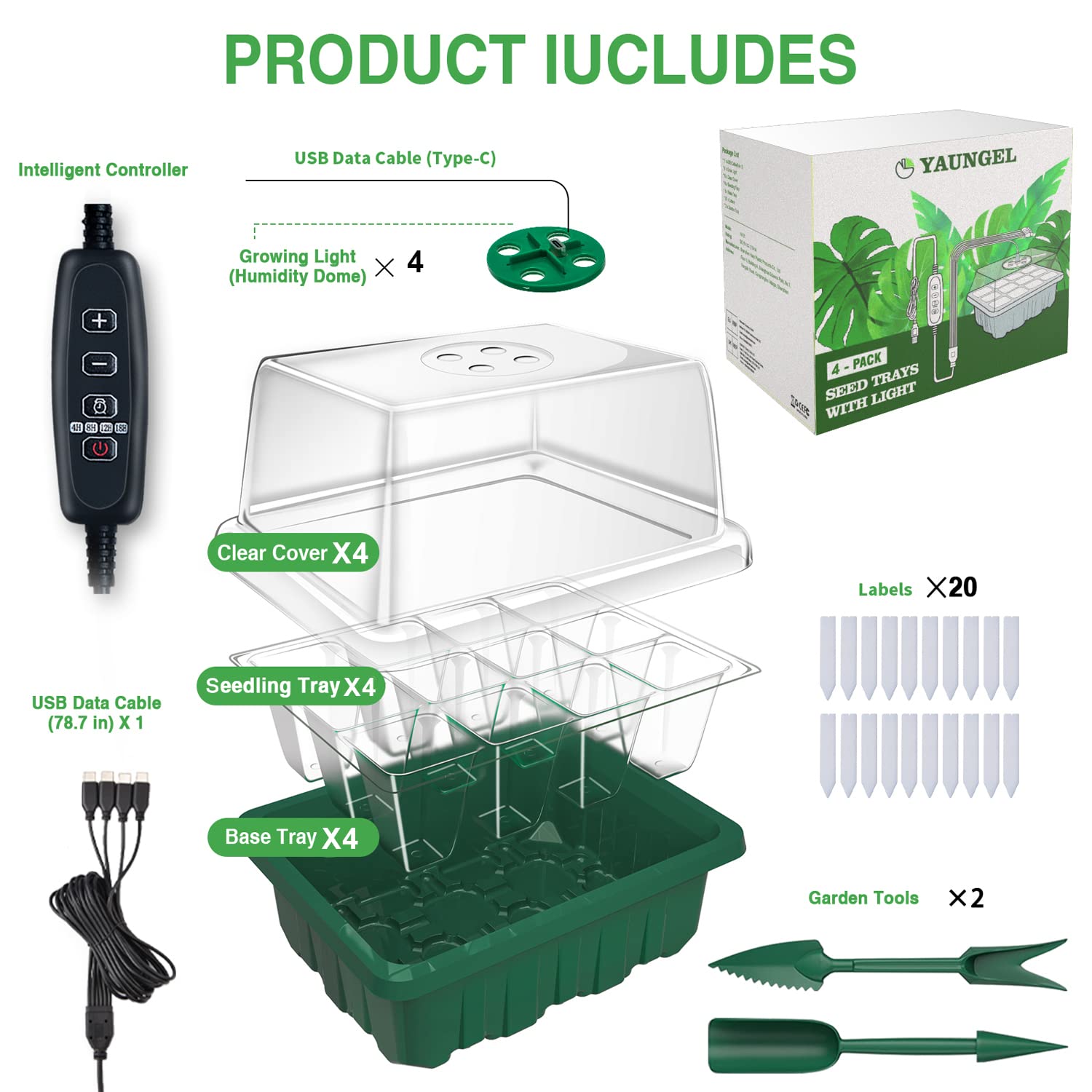 YAUNGEL Seed Starter Kit contents shown, ready for gift-ready delivery.
