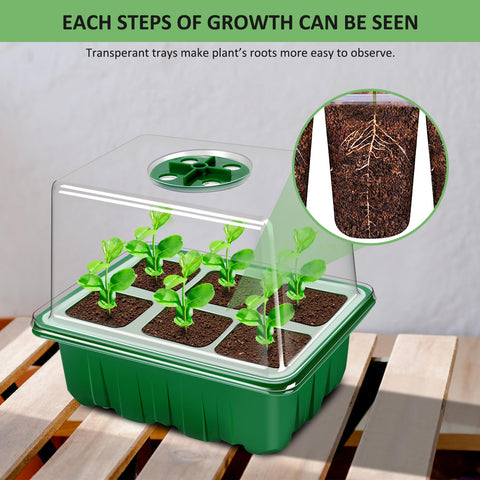 YAUNGEL propagator works with heat mat and plant light for steady germination.