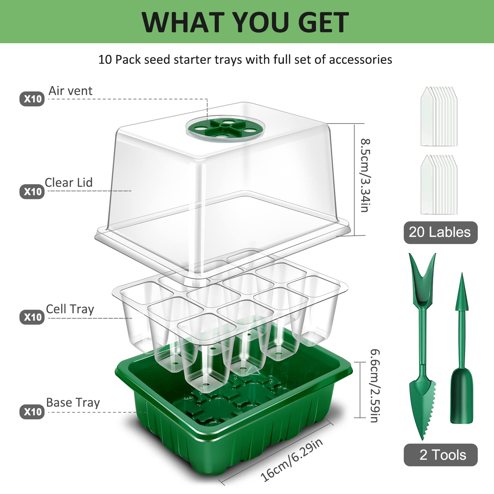 YAUNGEL seed starter tray bottom drainage holes improve water management.