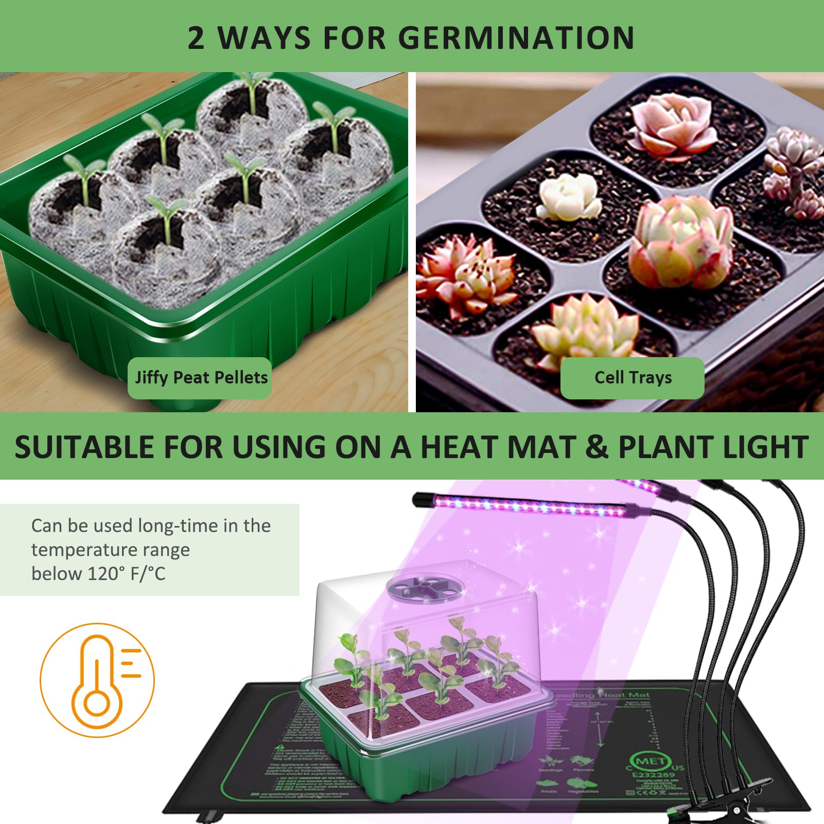 YAUNGEL seed starter tray with drainage holes promotes healthy root development.