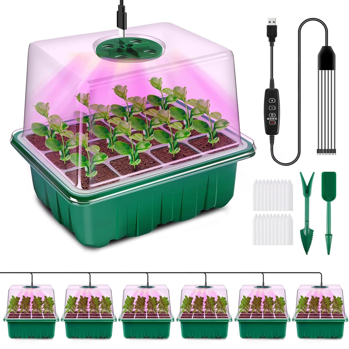YAUNGEL seed starter tray with grow light for indoor germination and healthy seedlings.