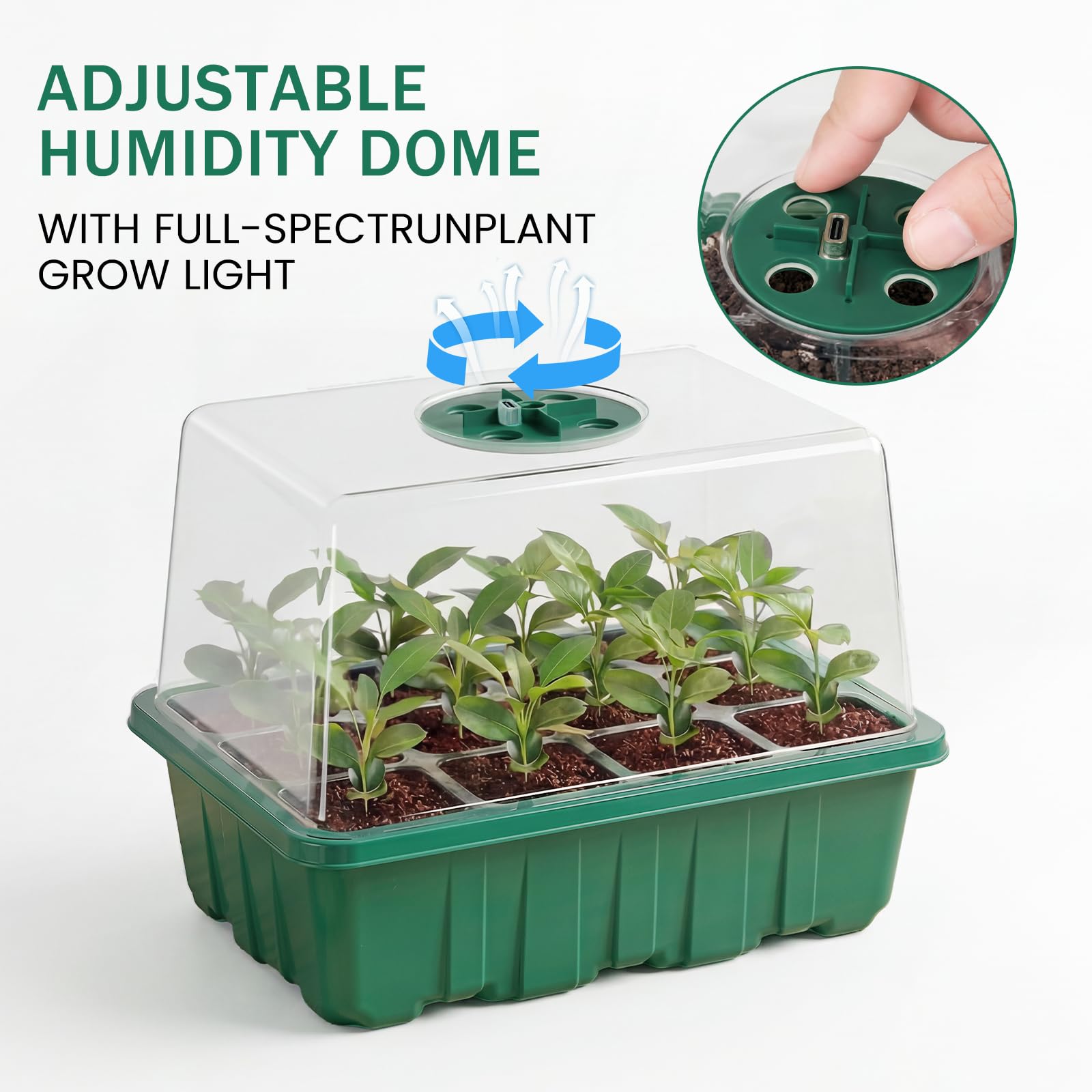 YAUNGEL seed starter kit contents image highlights included trays, covers, labels, and controller.