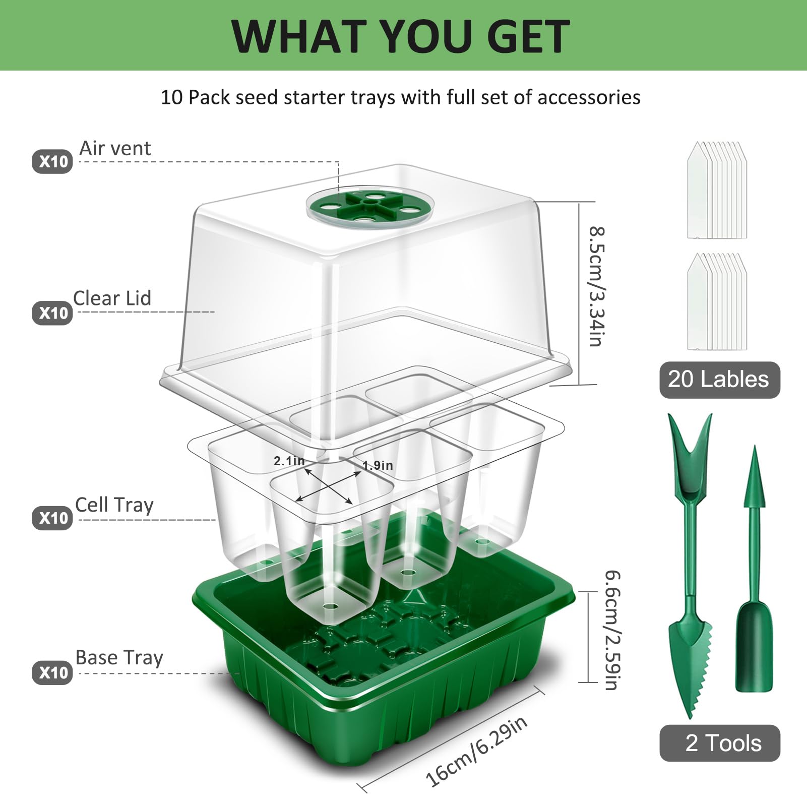 YAUNGEL kit includes plant labels and small tools for efficient seedling care.