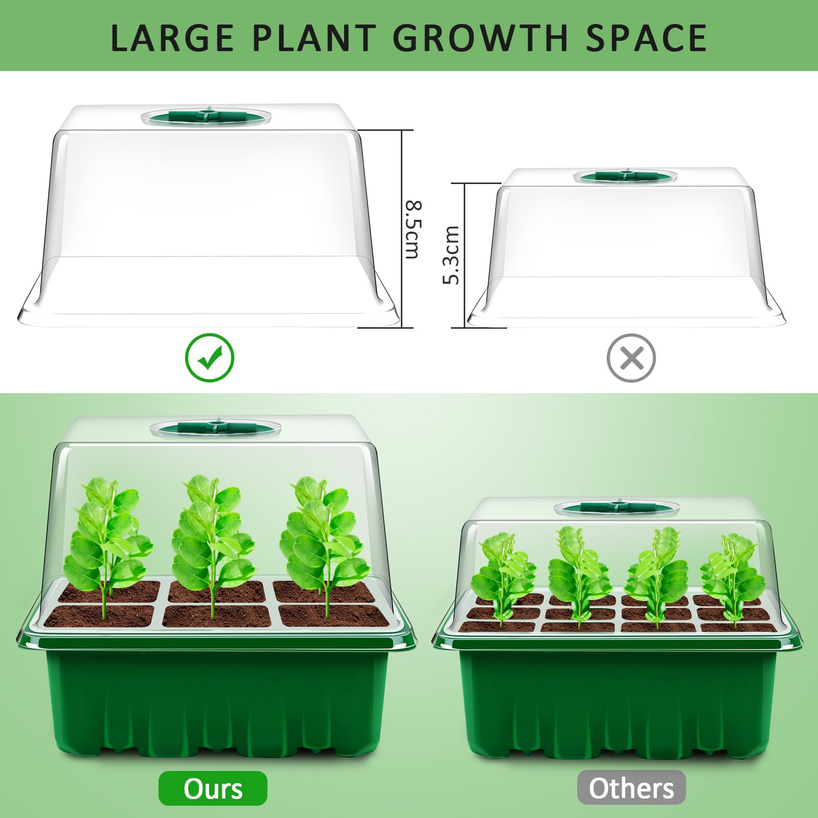 YAUNGEL seed starter tray large cell size supports robust seedling growth before transplant.
