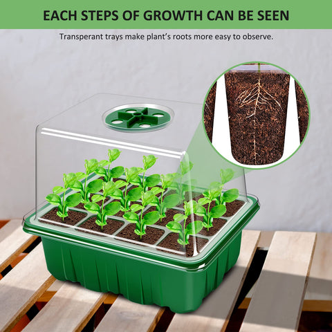 YAUNGEL seed starter tray transparent design lets you watch growth clearly.