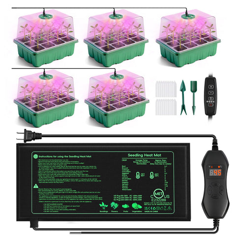 YAUNGEL seed starter tray with grow light enables compact, healthy indoor seedling growth.