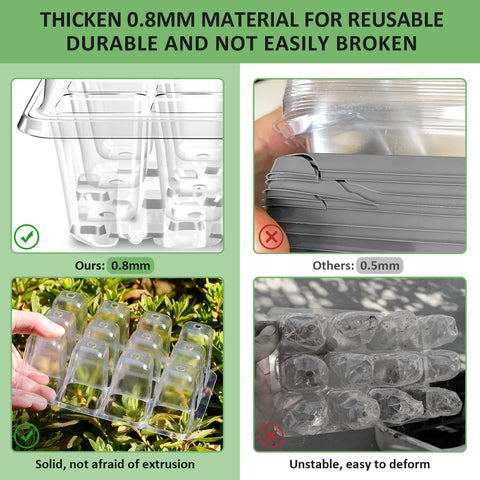 YAUNGEL seed starting trays made with 0.8mm PVC for durable reuse.