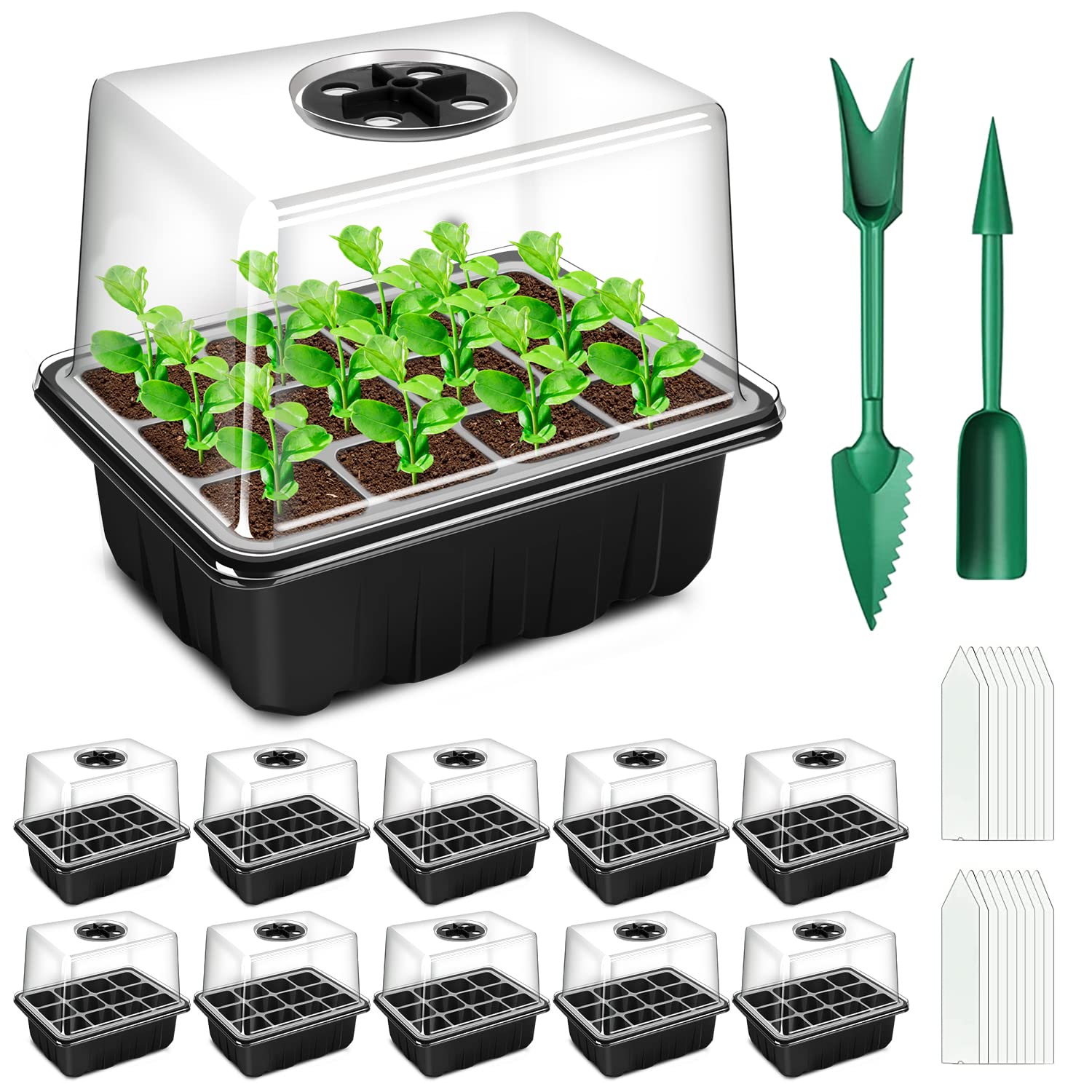 YAUNGEL seed starting trays 120 cells, durable PVC for long-lasting reuse.