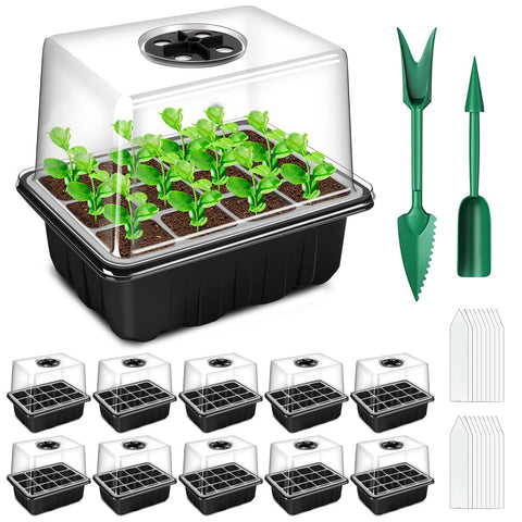 YAUNGEL seed starting trays 120 cells, durable PVC for long-lasting reuse.